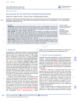 Bococizumab for the Treatment of Hypercholesterolaemia Nicola Ferria, Alberto Corsinib,C, Cesare R