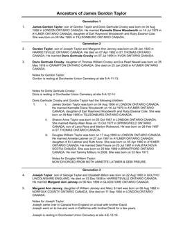 Ancestors of James Gordon Taylor