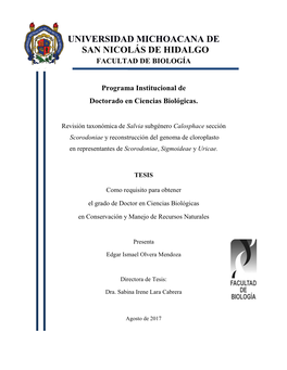 Universidad Michoacana De San Nicolás De Hidalgo Facultad De Biología