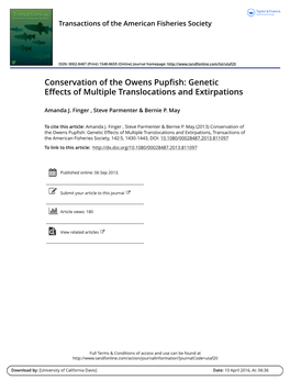 Conservation Genetics of the Owens Pupfish 1431