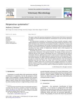 Herpesvirus Systematics§ Andrew J