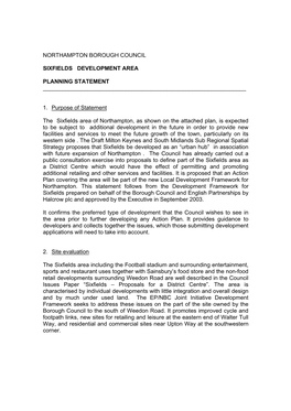 Northampton Borough Council Sixfields Development Area Planning