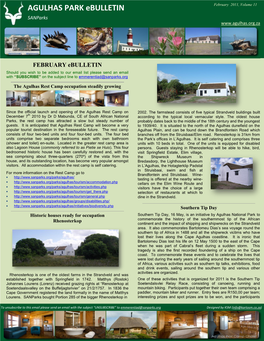 AGULHAS PARK Ebulletin February 2011, Volume 11 Sanparks 13 – 17 Sept 2010 Park Week