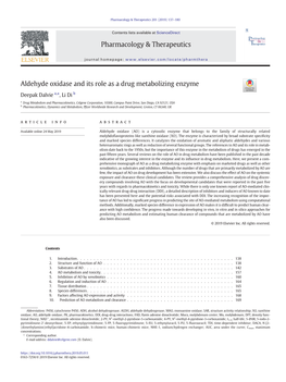 Aldehyde Oxidase and Its Role As a Drug Metabolizing Enzyme