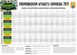 Harmonogram Wywozu Odpadow 2021