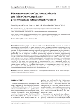 Diatomaceous Rocks of the Jawornik Deposit (The Polish Outer Carpathians): Petrophysical and Petrographical Evaluation