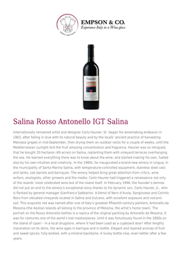 Salina Rosso Antonello IGT Salina