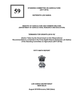 Standing Committee on Agriculture (2017-2018) Sixteenth Lok Sabha