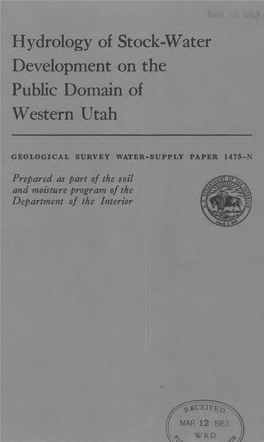 Hydrology of Stock-Water Development on the Public Domain of Western Utah