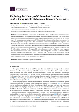 Exploring the History of Chloroplast Capture in Arabis Using Whole Chloroplast Genome Sequencing