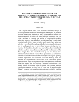 Machine Translator Testimony & the Confrontation Clause: Has the Time Come for the Hearsay Rules to Escape from the Stone Ag