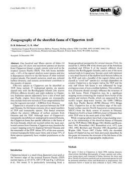 Zoogeography of the Shorefish Fauna of Clipperton Atoll