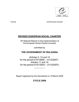Revised European Social Charter the Government Of