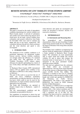 Remote Sensing of Low Visibility Over Otopeni Airport