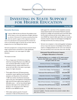 Investing in State Support for Higher Education