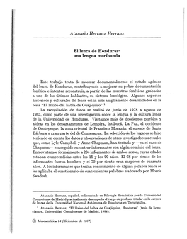 El Lenca De Honduras: Una Lengua Moribunda