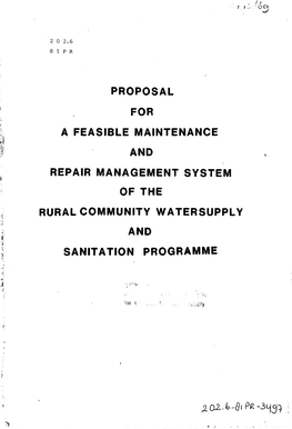 Proposal for a Feasible Maintenance and Repair Management System of the Rural Community Watersupply and Sanitation Programme