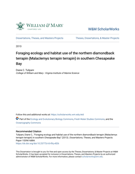 Foraging Ecology and Habitat Use of the Northern Diamondback Terrapin (Malaclemys Terrapin Terrapin) in Southern Chesapeake Bay