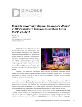 Indy Classical Innovation: Ymusic” at USC’S Southern Exposure New Music Series March 21, 2014