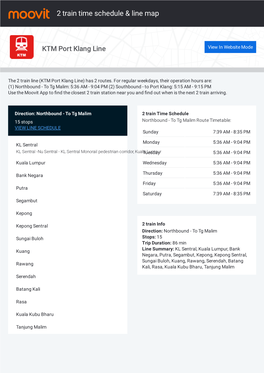 2 Train Time Schedule & Line Route