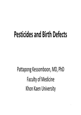 Pesticides and Birth Defects 2016-08-09 ภาษาไทย ที่ Thai-PAN