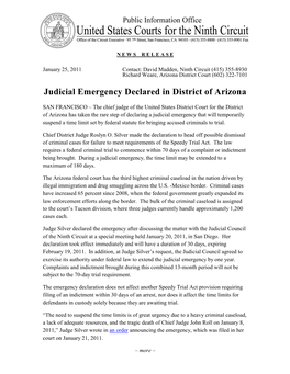 Judicial Emergency Declared in District of Arizona