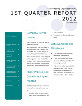 Quarterly Reports for Quarter 1 of Year 2012