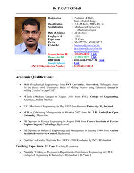 Dr. P.RAVI KUMAR ______