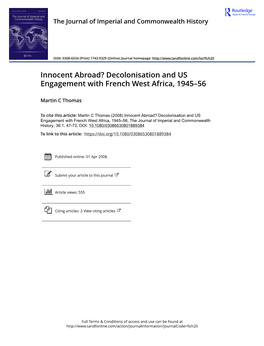 Decolonisation and US Engagement with French West Africa, 1945–56