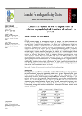 Circadian Rhythm and Their Significance in Relation To