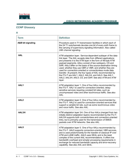 CCNP Glossary