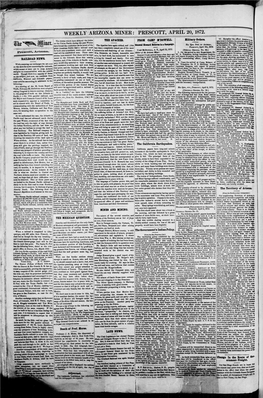 I WEEKLY ARIZONA MINER : PRESCOTT, APRIL 20, 1872