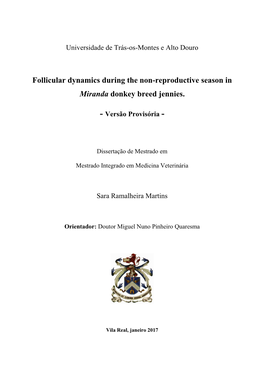 Follicular Dynamics During the Non-Reproductive Season in Miranda Donkey Breed Jennies