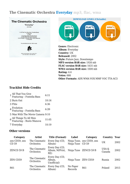 The Cinematic Orchestra Everyday Mp3, Flac, Wma