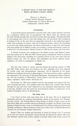 A Floristic Survey of Acid Seep Springs in Martin and Dubois Counties, Indiana