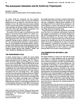 The Actomyosin Interaction and Its Control by Tropomyosin