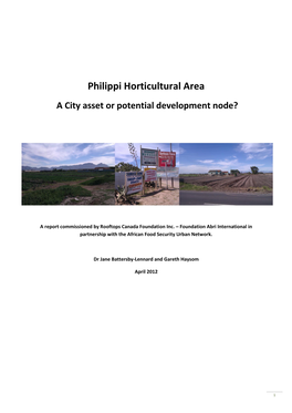 Philippi Horticultural Area a City Asset Or Potential Development Node?