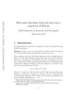 Real Entire Functions with Real Zeros and a Conjecture of Wiman