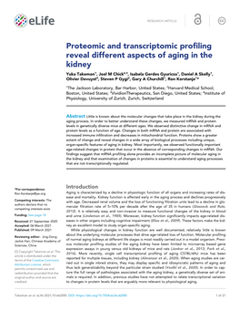 Proteomic and Transcriptomic Profiling Reveal Different Aspects of Aging In