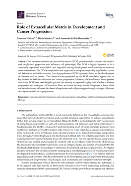 Role of Extracellular Matrix in Development and Cancer Progression