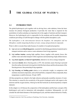 The Global Hydrologic-Climatic Cycle