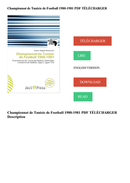 Championnat De Tunisie De Football 1980-1981 PDF TÉLÉCHARGER