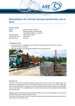 Remediation of a Former Benzene Production Site in Zeitz
