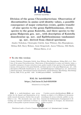 Division of the Genus Chryseobacterium