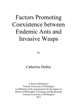 Factors Promoting Coexistence Between Endemic Ants and Invasive Wasps