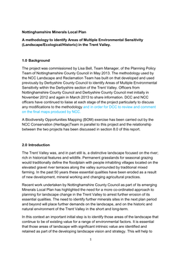 Nottinghamshire Minerals Local Plan a Methodology to Identify Areas Of