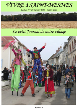 VIVRE À SAINT-MESMES Edition N° 29: Janvier 2013 – Juillet 2013