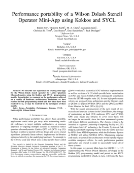 Performance Portability of a Wilson Dslash Stencil Operator Mini-App Using Kokkos and SYCL