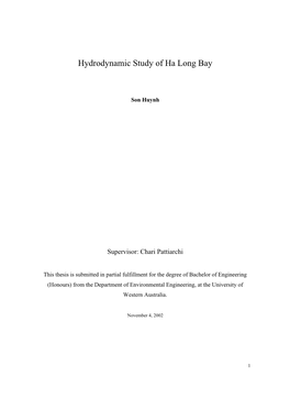 Hydrodynamic Study of Ha Long Bay