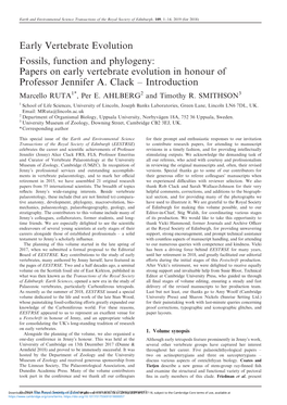 Early Vertebrate Evolution Fossils, Function and Phylogeny: Papers on Early Vertebrate Evolution in Honour of Professor Jennifer A